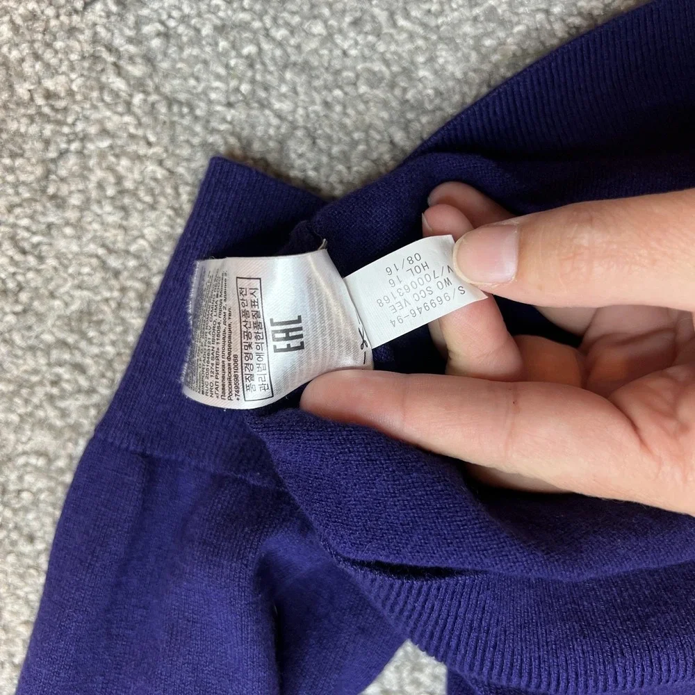 Banana Republic Sweater Mens Large Purple Silk Blend V Neck Pullover Lightweight